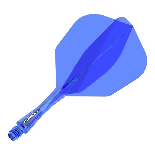 Zu sehen ist ein Produkt mit dem Dateinamen 8836_Winmau_Fusion_Flight_Shaft_System_No6_Blau_22mm_1. Vermutlich handelt es sich um einen blauen Dartschaft mit Flight.