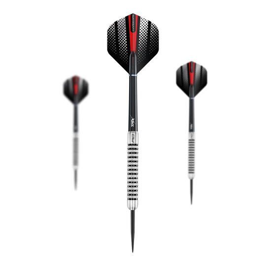 Šipky Red Dragon Flightmaster Fury 2 ocelové - 25g Dieses Bild zeigt die Red Dragon Flightmaster Fury 2 Steeldarts mit 25g Gewicht. Die Steeldarts sind ideal für präzises Dartspiel geeignet.