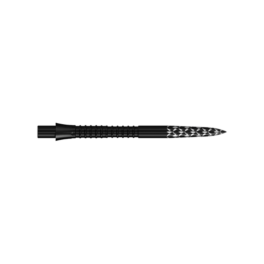 Das Bild zeigt einen Artikel mit dem Dateinamen 'M002125_Mission_Caliburn_EVO_GV-Logo_Steeldartspitzen_Schwarz_32mm_2'. Wahrscheinlich handelt es sich um schwarze Steeldartspitzen mit einer Länge von 32mm.