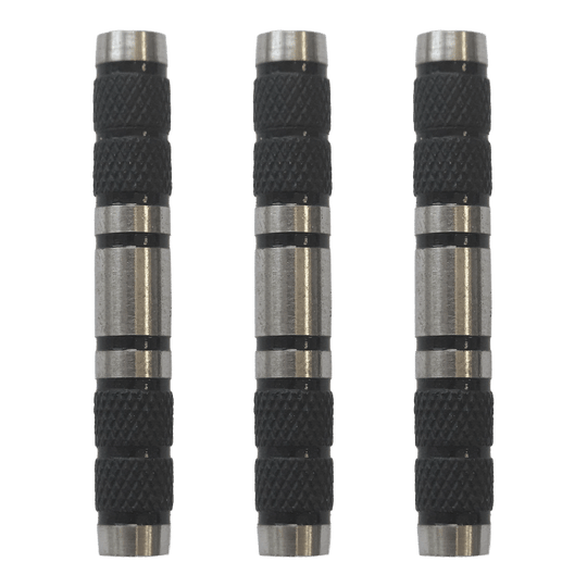 Zu sehen ist McDart Knurled Black Softdart Barrels - 18g im Set. Die abgebildeten Dart-Barrels sind schwarz und besitzen eine griffige Oberfläche.