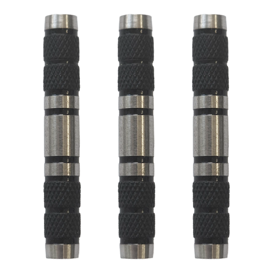 McDart vroubkované černé hlavice na softdarty - 18g Zu sehen ist McDart Knurled Black Softdart Barrels - 18g im Set. Die abgebildeten Dart-Barrels sind schwarz und besitzen eine griffige Oberfläche.