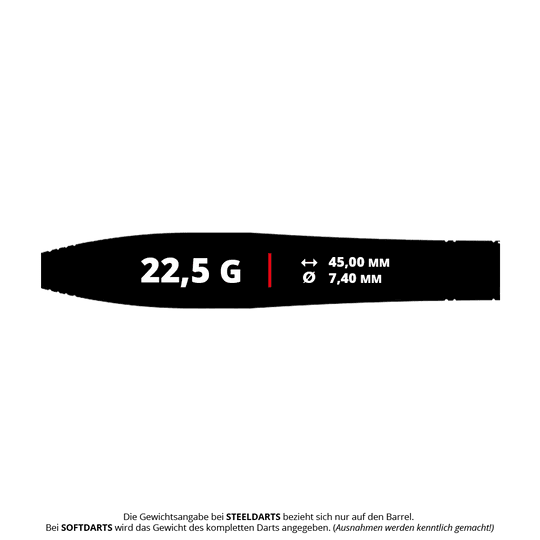Das Bild zeigt die Caliburn Chord C3 Steeldarts mit 22,5 Gramm. Diese Pfeile sind für professionelle Dartspieler geeignet.