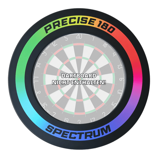 Přesný 180° Spectrum Surround terčů Hier sieht man das Precise 180 Spectrum Dartboard Surround. Dieses Produkt schützt die Wand vor abprallenden Darts.