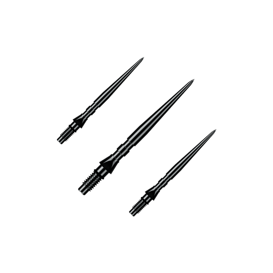 Špičky na šipky Winmau Switch Point Groove Steel - černé Auf dem Bild ist ein Set aus schwarzen Winmau Switch Point Groove Steeldartspitzen mit 26 mm Länge zu sehen. Diese Ersatzspitzen sind speziell für Steeldarts gedacht.