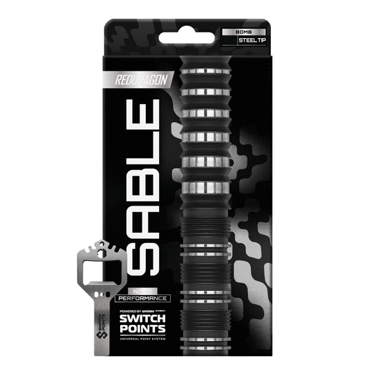 Ocelové šipky Red Dragon Sable Bomb Switch Point Zu sehen ist das Produkt Red Dragon Sable Bomb Switch Point Steeldarts. Diese Steeldarts eignen sich besonders für ambitionierte Dartspieler.