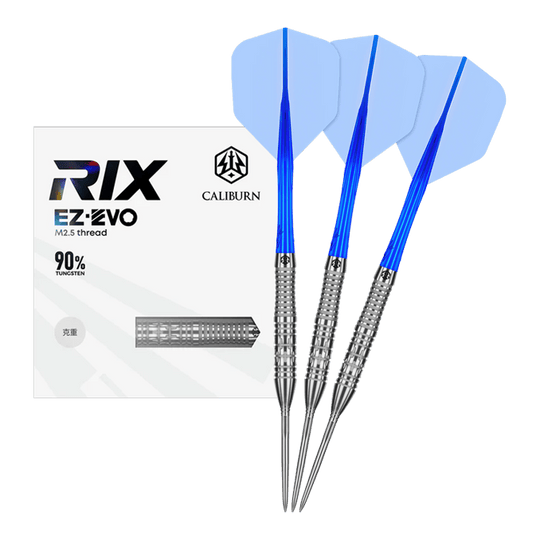 Ocelové šipky Caliburn Rix EZ-EVO R2 Hier wird das Produkt Caliburn Rix EZ-EVO R2 Steeldarts vollständig präsentiert. Die Darts sind komplett zu sehen.