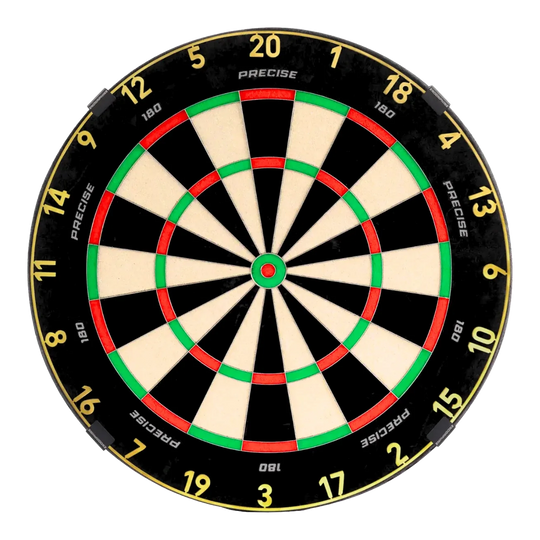 Precise 180 Endorphine Steel Dartboard s číslovaným kroužkem - zlatý Auf dem Bild ist das Precise 180 Endorphine Steeldartboard mit Nummernring in Gold dargestellt. Die Scheibe bietet einen edlen Look mit goldenem Zahlenring.
