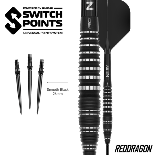 Ocelové šipky Red Dragon Sable Bomb Switch Point Zu sehen sind die Red Dragon Sable Bomb Switch Point Steeldarts. Die Darts sind robust und für präzises Spiel konzipiert.