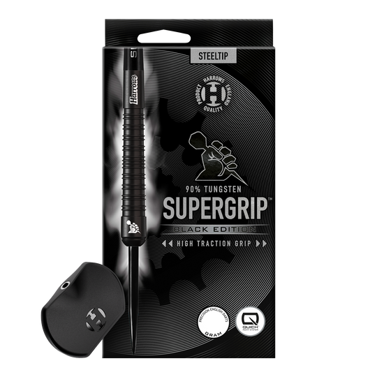 Šipky Harrows Supergrip 90 Black Edition s rychlopohyblivou ocelí
