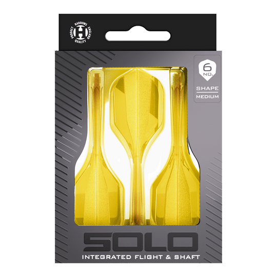 Systém letákové hřídele Harrows Solo No6 - žlutý Zu sehen ist das Harrows Solo No6 Flight-Shaft-System in Gelb. Die Farbvariante hebt sich deutlich von der Standardversion ab.