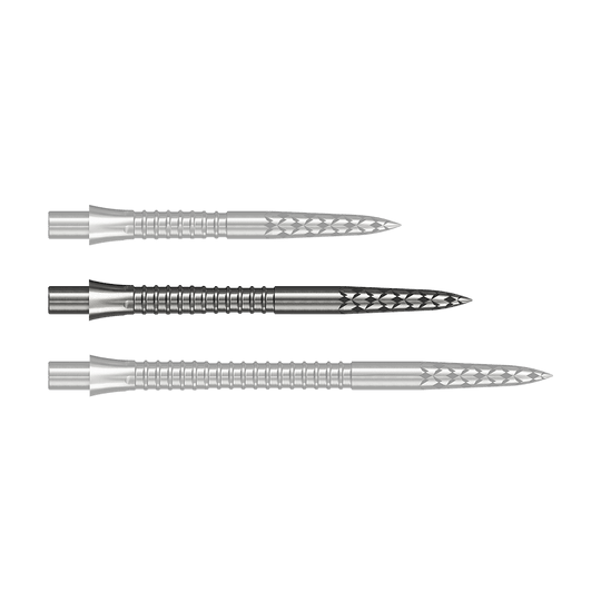 Špičky na šipky Mission Caliburn EVO s logem GV - stříbrné Dieses Bild zeigt eine Steeldartspitze in Silber mit 32 mm Länge. Es stammt aus der Datei M002128_Missoin_Caliburn_EVO_GV-Logo_Steeldartspitzen_Silber_32mm_1.