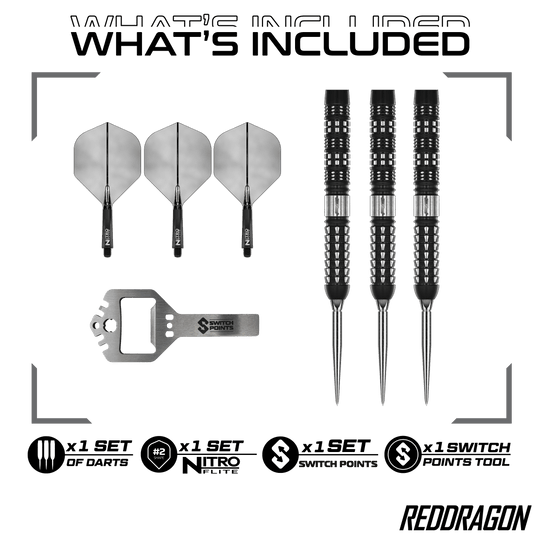 Red Dragon Recon Parallel Steeldarts Das Bild zeigt Red Dragon Recon Parallel Steeldarts. Es handelt sich um hochwertige Steeldarts mit einem modernen Design.