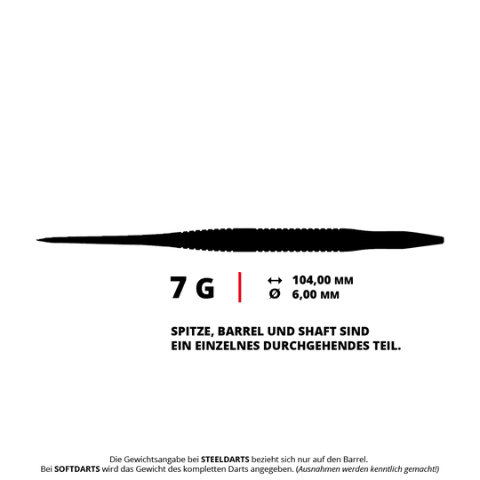 Caliburn TTD Complete Titanium T3 Stříbrné Steeldarts - 7g Auf dem Bild sieht man die Caliburn TTD Complete Titanium T3 Silver Steeldarts mit einem Gewicht von 7g. Die Steeldarts bestechen durch ihr elegantes silbernes Design.