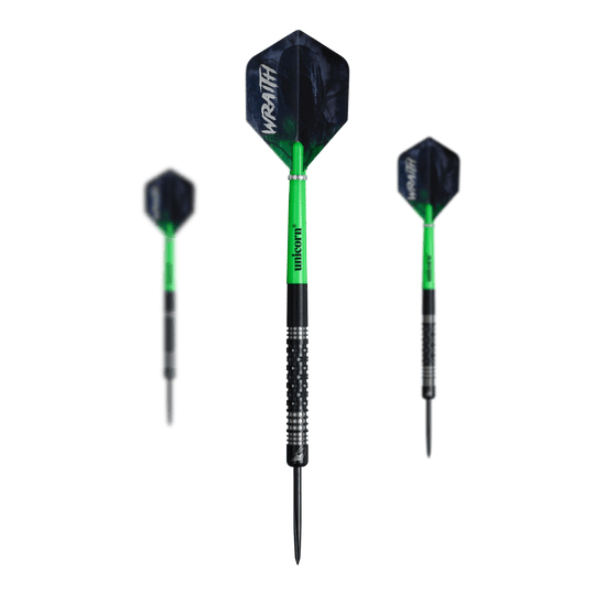 Ocelové šipky Unicorn Wraith James Wade Das Bild zeigt ein Set der Unicorn Wraith James Wade Steeldarts. Diese Steeldarts sind für ein optimales Spielerlebnis entwickelt.