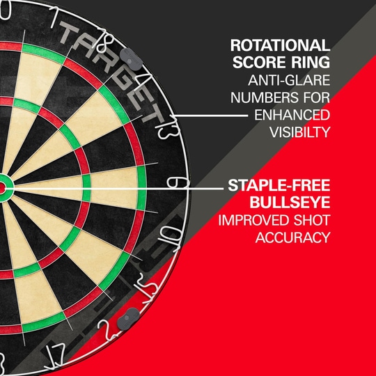 Sada ocelových terčů Target Rift Abgebildet ist das Target Rift Steeldartboard Set. Das Set enthält eine hochwertige Steeldartscheibe.