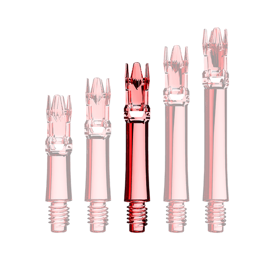Náhradní hřídele L-Systém - čirá červená Hier sieht man eine rote transparente Ersatzshaft. Die Shaft ist von der Seite zu erkennen.