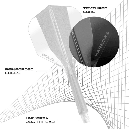 Systém letákové hřídele Harrows Solo No6 - čirý Dies ist das Harrows Solo No6 Flight-Shaft-System in klarer Variante. Es zeigt das moderne Design des Produkts.