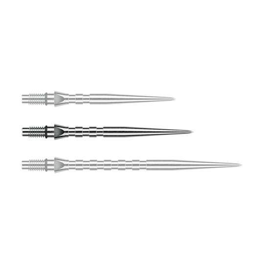 Ocelové hroty na šipky Winmau Switch Point Groove - stříbrný efekt Abgebildet ist eine einzelne Winmau Switch Point Groove Steeldartspitze mit 30mm Länge in silberner Optik. Die Spitze ist schmal und gerillt für besseren Halt.