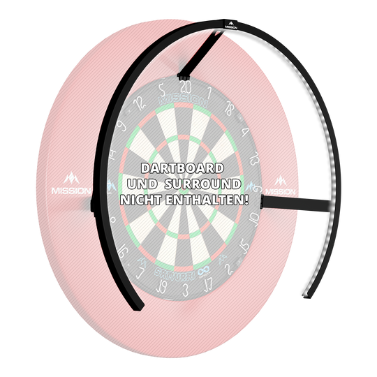 LED osvětlení terče Mission Torus 270 - černé Gezeigt wird die Mission Torus 270 LED Dartboard Beleuchtung in Schwarz. Das Produkt liefert helles Licht für das Dartboard.