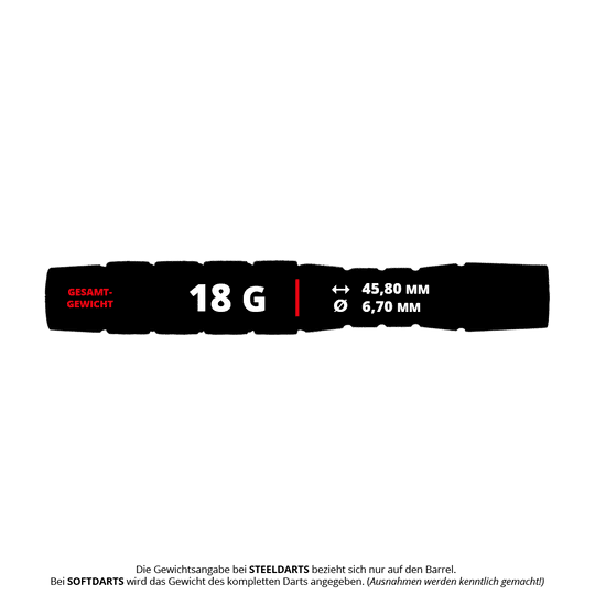 McDart Knurled Teardrop Softdart Barrels - 18g sind auf dem Bild. Die Softdart Barrels haben eine Tropfenform und spezielles Grip-Design für bessere Kontrolle.