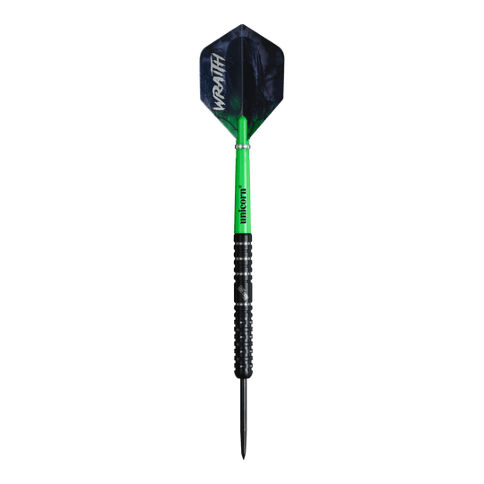 Ocelové šipky Unicorn Wraith Callan Rydz - 23g Unicorn Wraith Callan Rydz Steeldarts - 23g werden gezeigt. Das Bild stellt das Design und die Details dieses Darts dar.