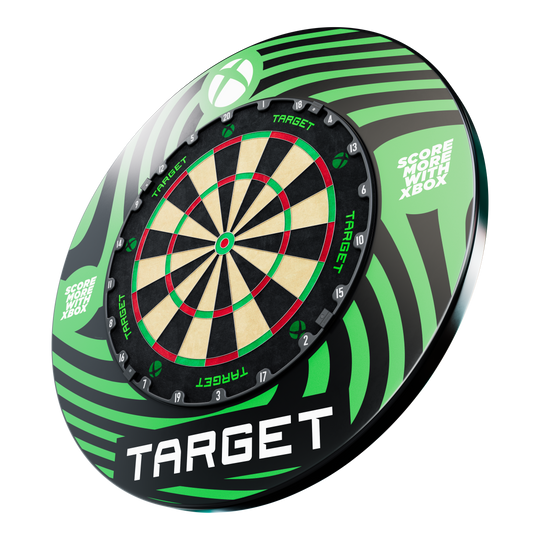 Sada prostorového prostoru pro terč Target Xbox Das Target Xbox Dartboard Surround Bundle ist auf dem Bild dargestellt. Es enthält alles für ein optimales Dart-Erlebnis.