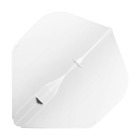 Standardní lety L-Style Champagne L1EZ Das Bild zeigt ein weißes L-Style Champagne L1EZ Standard Flight für Darts. Das Flight hat eine klassische, fünfeckige Form und eine glatte Oberfläche.
