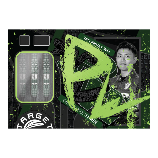 Zu sehen ist der Target Japan Prime Series PW GEN 3 Softdart mit 19g Gewicht. Das Bild illustriert das Aussehen und die Ausstattung dieses Dartpfeils.
