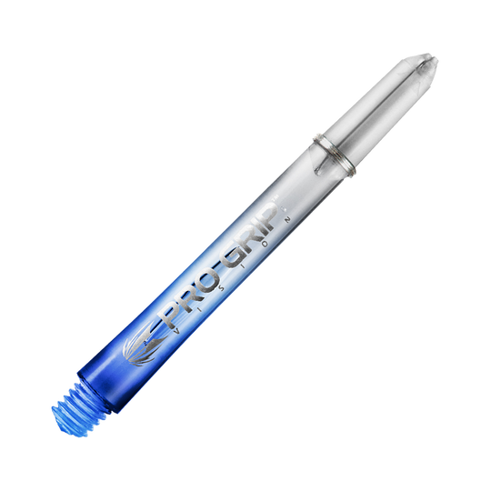 Dies ist ein blauer Pro Grip Vision Shaft für Dartpfeile. Der Shaft besteht aus durchsichtigem Kunststoff und hat eine Länge von 48 mm.