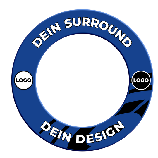 Obložení terče s vaším designem Das Bild zeigt ein Produkt mit dem Dateinamen MSF-Blau_Dartboard_Surround_Wunschdruck_Blau_2. Weitere Informationen zum Produkt sind nicht angegeben.