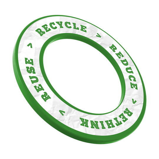 McDart Recyklace Snížení Přehodnocení Znovupoužití Obložení terče Das Bild zeigt ein Produkt mit dem Dateinamen DBS-RRRR4_Surround_Recyle_Reuse_Reduce_Rethink_Grn_3. Es gibt keine weiteren Informationen zum Produkt.