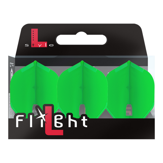 L-Style Champagne L1PRO Flights Zwei Dart-Flights mit gut sichtbarer Nahtlinie sind nebeneinander präsentiert. Das Bild zeigt die Präzision der Verarbeitung.
