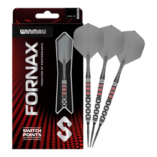 Winmau Fornax Parallel Switch Point Steeldarts Zu sehen sind Winmau Fornax Parallel Switch Point Steeldarts in kompletter Ansicht. Diese Darts zeichnen sich durch ihre spezielle Bauweise aus.