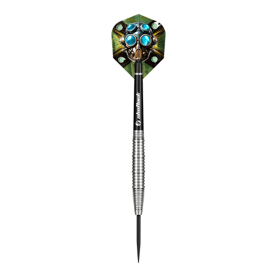 Ocelové šipky Shot Badlands Krush Das Bild zeigt die Shot Badlands Krush Steeldarts. Es handelt sich um spezielle Steeldarts für Präzisionsspiel.