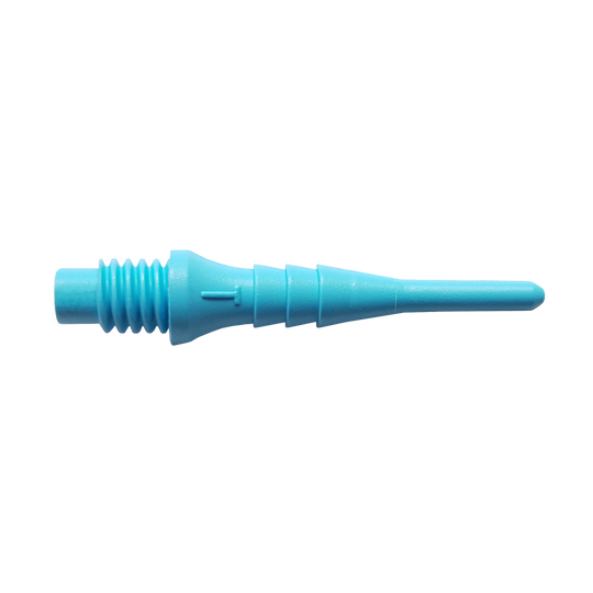 Das Bild zeigt eine einzelne blaue Dartspitze mit Gewinde. Es handelt sich um eine Bulls Tefo-X Shark Point.