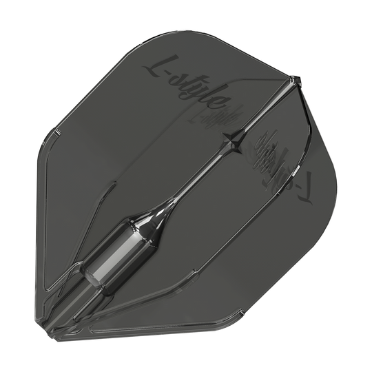 Letky L-Style Fantom L3EZ Čirá Černá Dies ist ein L-Style Fantom L3EZ Flight in klar-schwarzer Farbe. Das Flight hat eine glatte, transparente Oberfläche mit dem Logo "L-Style" darauf.
